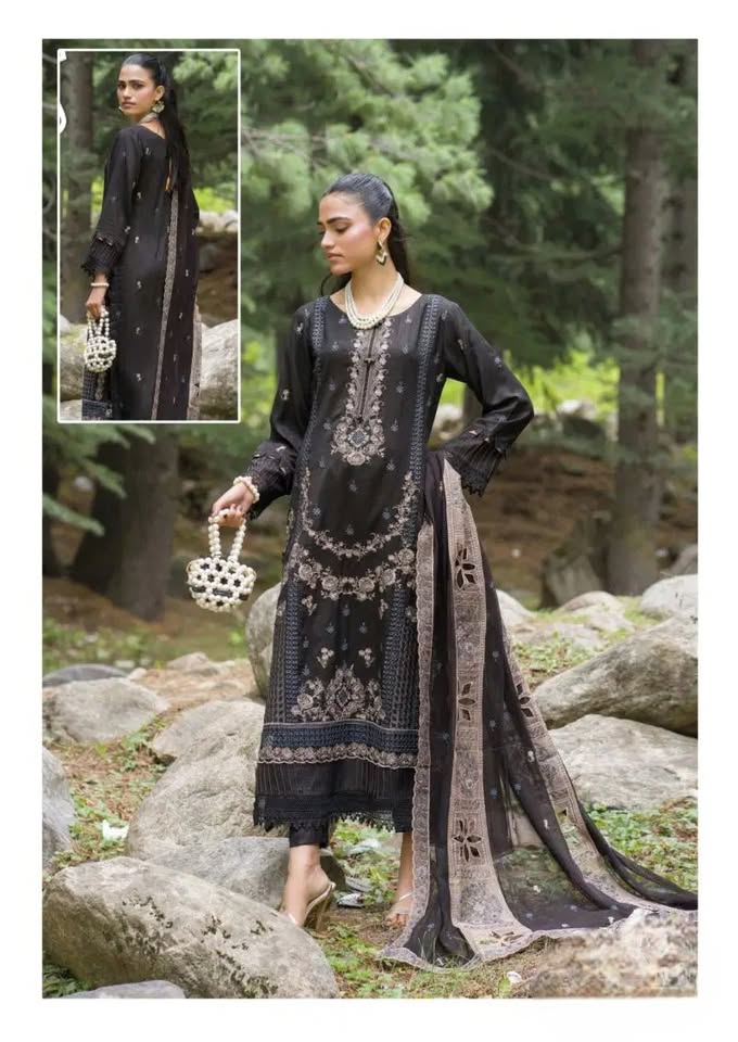 Unstitched 3‑Piece Pakistani Cotton Suit Collection Featuring Classic Kurta, Salwar, and Matching Dupatta