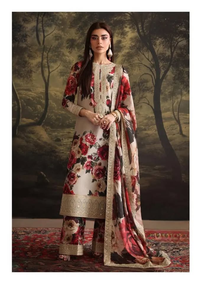 Unstitched 3‑Piece Pakistani Cotton Suit Collection Featuring Classic Kurta, Salwar, and Matching Dupatta