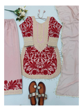Heavy Faux Georgette Designer Party Wear Set – Embroidered Full Sleeve Top, Matching Pant, and Lace‑Border Dupatta with Chain Stitch Details