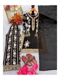 Designer Party Wear Set Featuring Heavy Star Georgette Top with 3mm Sequence Embroidery, Matching Plazzo and Lace‑Border Dupatta