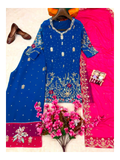 Premium Georgette Kurti with Sequined Zari Embroidery, Fully Stitched Matching Plazzo and Heavy Georgette Dupatta