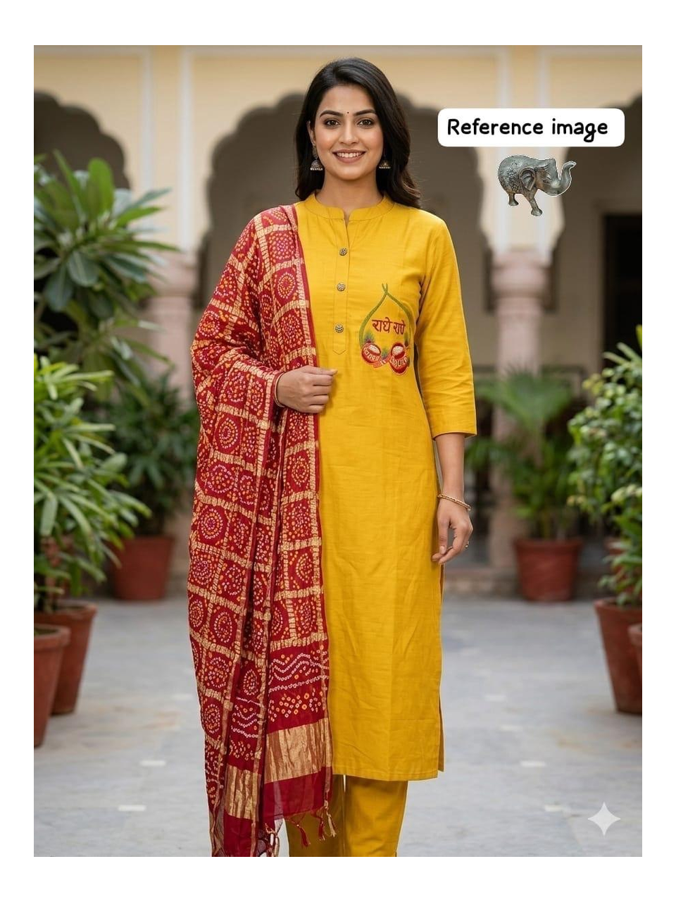 Premium Quality Janmashtami Special Chanderi Maslin Kurti Paired with Elegant Chinon Dupatta