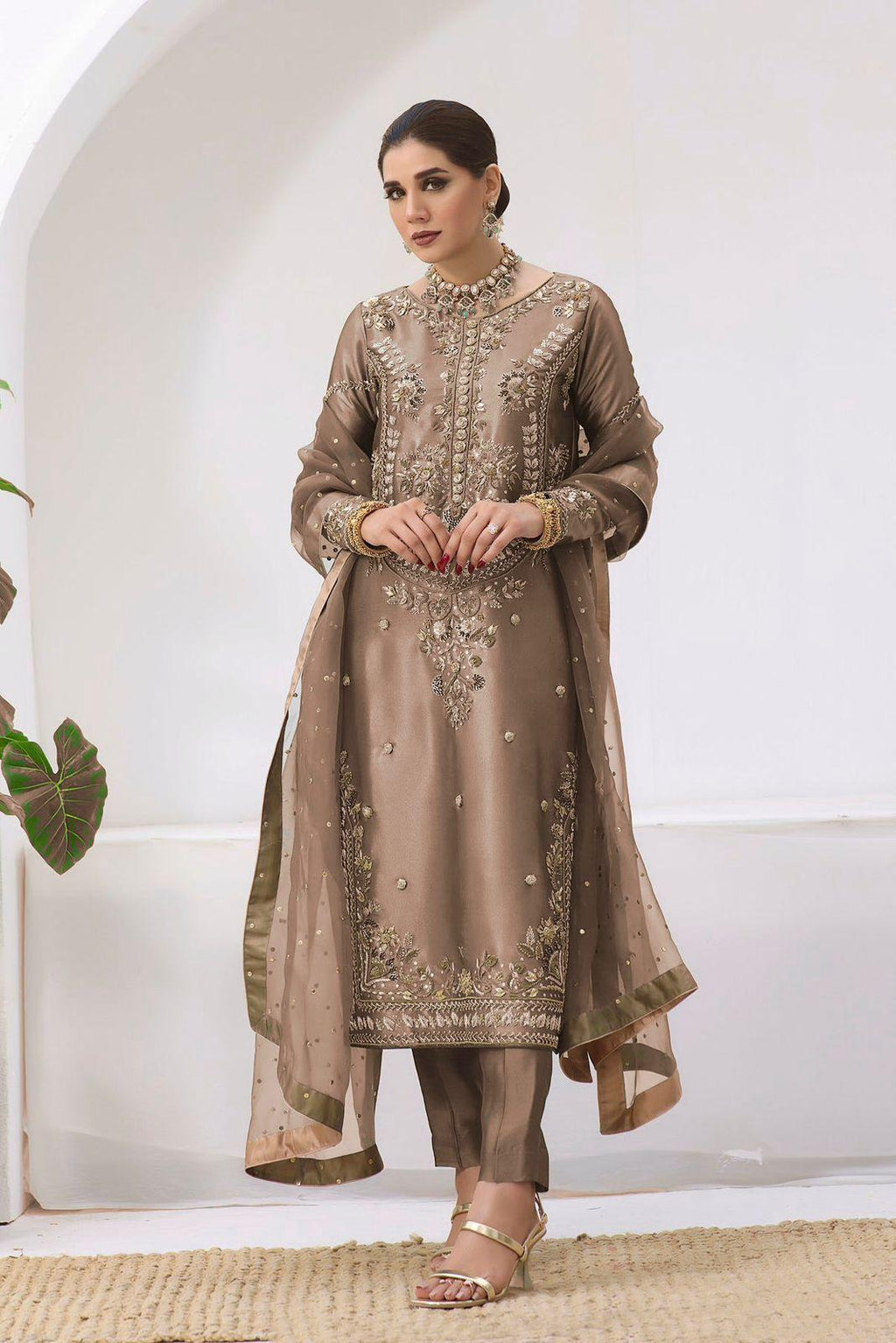 Pakistani Designer Collection In Jimmy Choo Silk Fully Stitched Ready To Wear