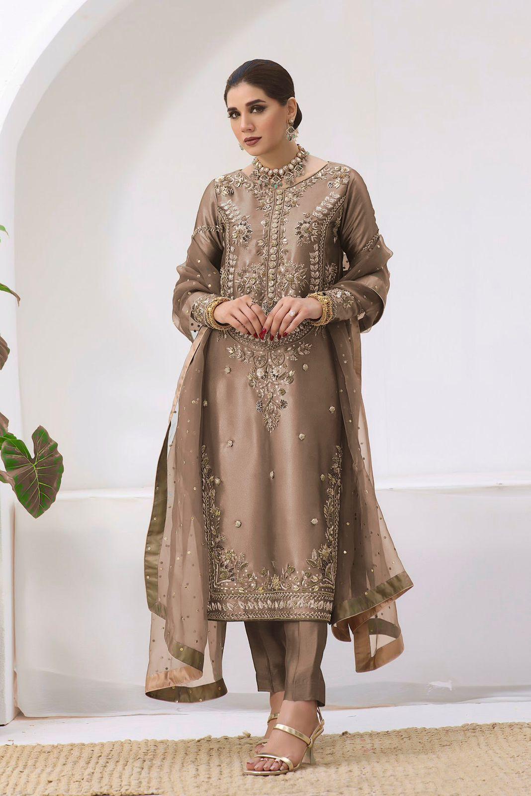 Pakistani Designer Collection In Jimmy Choo Silk Fully Stitched Ready To Wear